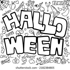 Hallo ween doodle drawing on isolated background vector. svg