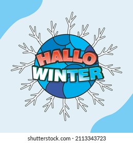 Hallo Winterabzeichen. Text-Fett-3D-Logo. Vektorgrafik-Logo-Design.