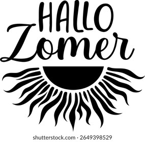 Hallo Zomer. Summer vector lettering. Dutch text: Hello Summer.