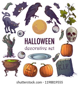 Hallooween elements designers set. 21 original elements isolated on white background. EPS10 vector illustration