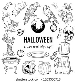 Hallooween elements designers set. 21 original elements isolated on white background. EPS10 vector illustration