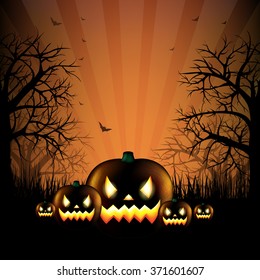 Hallooween Party Card With Gradient Mesh, Vector Illustration