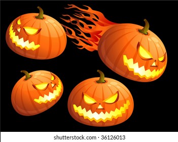 Hallooween pumpkin icon set. Vector.