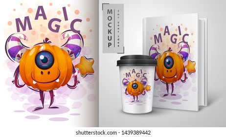 Hallooween pumpkin - mockup for your idea. Vector eps 10