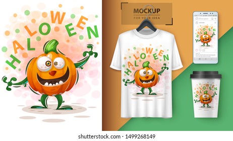 Hallooween pumpkin - mockup for your idea. Vector eps 10