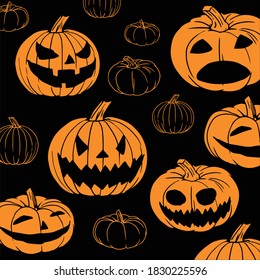 Hallooween - Pumpkins with various face expressions