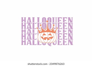 Halloqueen Retro Halloween Typography T shirt design