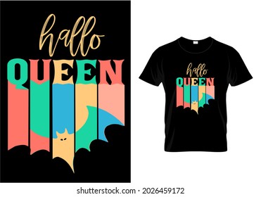 halloqueen t shirt for halloween vintage retro design vector.