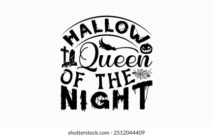 Hallow Queen Of The Night - Halloween T-Shirt Design, Illustration For Prints On T-Shirts And Bags, Posters, For Prints On Bags, Posters, Cards.