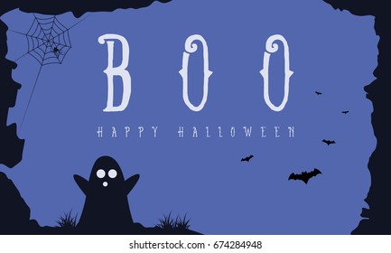 Hallowee background with ghost and bat