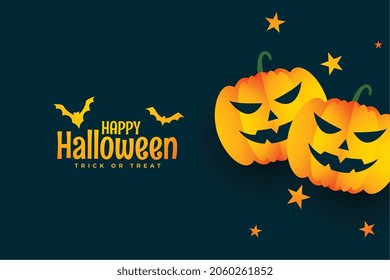 halloweeb background with laughing scary pumpkins and stars