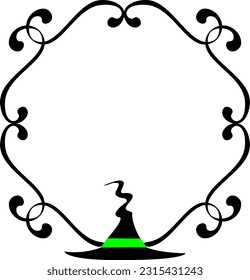 halloweeen frame witch hat vector

