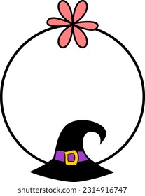 halloweeen witch frame hat flower
