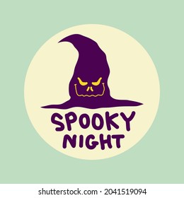 halloweem spooky night witch hat logo illustration