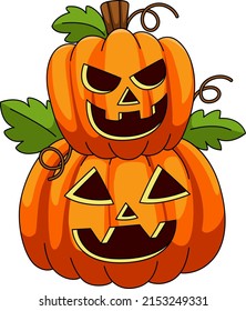 Halloween 2 Tiers Pumpkin Cartoon Farbige Clipart-Kunst