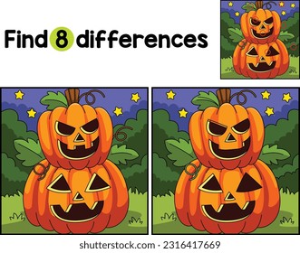 Halloween 2 Tiers Pumpkin Find The Differences