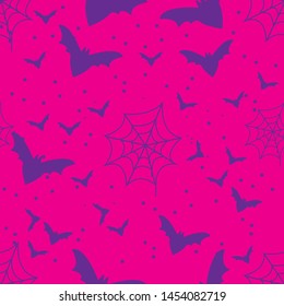 Halloween 2019 vector seamless pattern with stars and bats