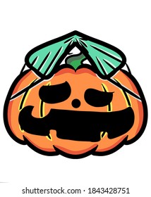 Halloween 2020 - Pumpkin wearing a face mask vector illustration design