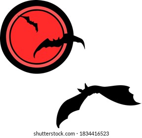 Halloween 2020 vector silhouettes icon and character. Halloween Moon, Tree Bats.