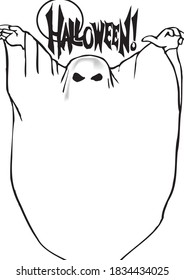Halloween 2020 vector silhouettes icon and character. Halloween Ghost, Frame, Witch, Haunted House, Moon, Pumpkins and New ghost