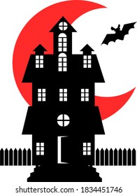 Halloween 2020 vector silhouettes icon and character. Halloween Ghost, Frame, Witch, Haunted House, Moon, Frame and Bats Happy Halloween