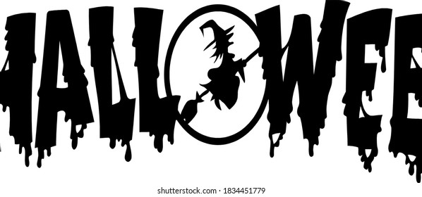 Halloween 2020 vector silhouettes icon and character. Halloween Ghost, Frame, Witch, Haunted House, Moon, Frame and Bats Happy Halloween