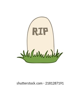 Halloween 2022 - October 31. A traditional holiday, the eve of All Saints Day, All Hallows Eve. Trick or treat. Vector illustration in hand-drawn doodle style. The grave of a dead man.