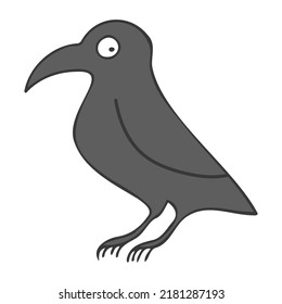 Halloween 2022 - October 31. A traditional holiday, the eve of All Saints Day, All Hallows Eve. Trick or treat. Vector illustration in hand-drawn doodle style. A dark gray crow.