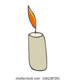 Halloween 2022 - October 31. A traditional holiday, the eve of All Saints Day, All Hallows Eve. Trick or treat. Vector illustration in hand-drawn doodle style. The witchs candle.