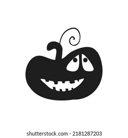 Halloween 2022 - October 31. A traditional holiday, the eve of All Saints Day, All Hallows Eve. Trick or treat. Vector illustration in hand-drawn doodle style. Pumpkin with its eyes and mouth cut out.