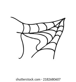 Halloween 2022 - October 31. A traditional holiday, the eve of All Saints Day, All Hallows Eve. Trick or treat. Vector illustration in hand-drawn doodle style. A ragged spider web.