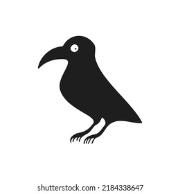 Halloween 2022 - October 31. A traditional holiday, the eve of All Saints Day, All Hallows Eve. Trick or treat. Vector illustration in hand-drawn doodle style. A black crow.