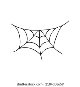 Halloween 2022 - October 31. A traditional holiday, the eve of All Saints Day, All Hallows Eve. Trick or treat. Vector illustration in hand-drawn doodle style. A ragged spider web.