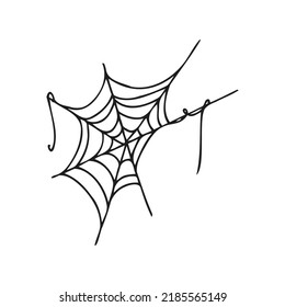 Halloween 2022 - October 31. A traditional holiday, the eve of All Saints Day, All Hallows Eve. Trick or treat. Vector illustration in hand-drawn doodle style. A ragged spider web.