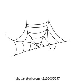 Halloween 2022 - October 31. A traditional holiday, the eve of All Saints Day, All Hallows Eve. Trick or treat. Vector illustration in hand-drawn doodle style. A ragged spider web.