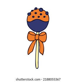 Halloween 2022 - October 31. A traditional holiday, the eve of All Saints Day, All Hallows Eve. Trick or treat. Vector illustration in hand-drawn doodle style. Lollipop on a stick.