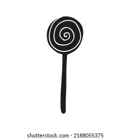 Halloween 2022 - October 31. A traditional holiday, the eve of All Saints Day, All Hallows Eve. Trick or treat. Vector illustration in hand-drawn doodle style. Lollipop on a stick.