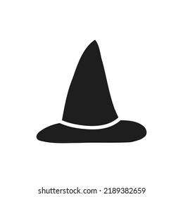 Halloween 2022 - October 31. A traditional holiday, the eve of All Saints Day, All Hallows Eve. Trick or treat. Vector illustration in hand-drawn doodle style. The witchs hat.