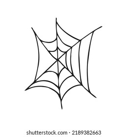 Halloween 2022 - October 31. A traditional holiday, the eve of All Saints Day, All Hallows Eve. Trick or treat. Vector illustration in hand-drawn doodle style. A ragged spider web.