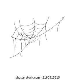 Halloween 2022 - October 31. A traditional holiday, the eve of All Saints Day, All Hallows Eve. Trick or treat. Vector illustration in hand-drawn doodle style. A ragged spider web.