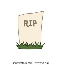 Halloween 2022 - October 31. A traditional holiday, the eve of All Saints Day, All Hallows Eve. Trick or treat. Vector illustration in hand-drawn doodle style. The grave of a dead man.