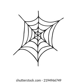 Halloween 2022 - October 31. A traditional holiday, the eve of All Saints Day, All Hallows Eve. Trick or treat. Vector illustration in hand-drawn doodle style. A ragged spider web.