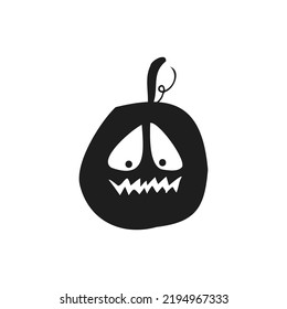 Halloween 2022 - October 31. A traditional holiday, the eve of All Saints Day, All Hallows Eve. Trick or treat. Vector illustration in hand-drawn doodle style. Pumpkin with its eyes and mouth cut out.