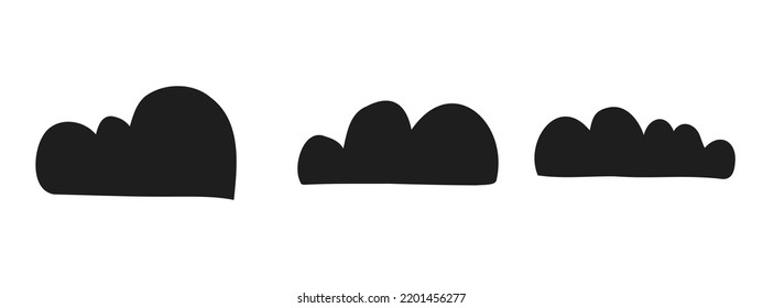 Halloween 2022 - October 31. A traditional holiday. Trick or treat. Vector illustration in hand-drawn doodle style. Set of silhouettes of terrible ominous clouds.