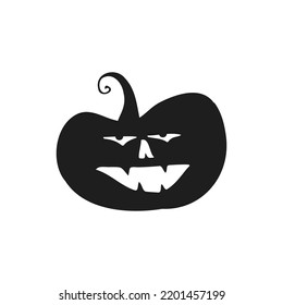 Halloween 2022 - October 31. A traditional holiday, the eve of All Saints Day, All Hallows Eve. Trick or treat. Vector illustration in hand-drawn doodle style. Pumpkin with its eyes and mouth cut out.