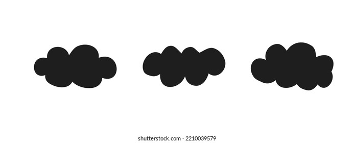 Halloween 2022 - October 31. A traditional holiday. Trick or treat. Vector illustration in hand-drawn doodle style. Set of silhouettes of terrible ominous clouds.