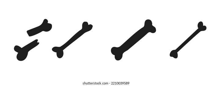 Halloween 2022 - October 31. A traditional holiday. Trick or treat. Vector illustration in hand-drawn doodle style. Set of silhouettes of human bones.