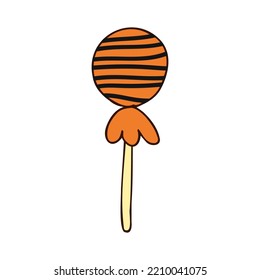 Halloween 2022 - October 31. A traditional holiday, the eve of All Saints Day, All Hallows Eve. Trick or treat. Vector illustration in hand-drawn doodle style. Lollipop on a stick.