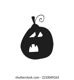 Halloween 2022 - October 31. A traditional holiday, the eve of All Saints Day, All Hallows Eve. Trick or treat. Vector illustration in hand-drawn doodle style. Pumpkin with its eyes and mouth cut out.