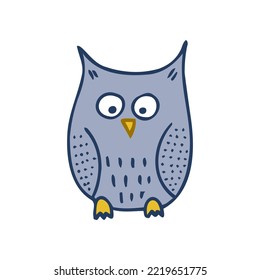 Halloween 2022 - October 31. A traditional holiday, the eve of All Saints Day, All Hallows Eve. Trick or treat. Vector illustration in hand-drawn doodle style. A sitting owl.